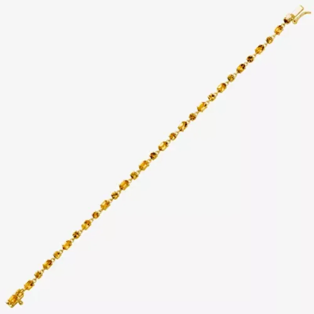 Genuine Yellow Citrine 14K Gold Over Silver 7.25 Inch Tennis Bracelet