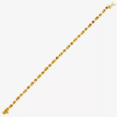 Genuine Yellow Citrine 14K Gold Over Silver 7.25 Inch Tennis Bracelet