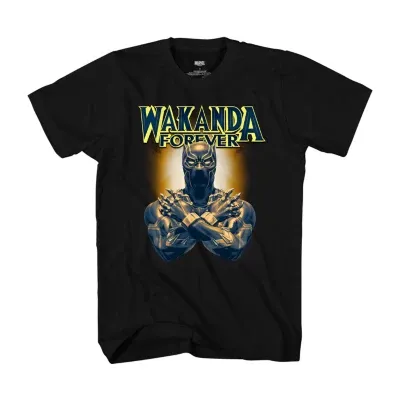 Big and Tall Mens Crew Neck Short Sleeve Regular Fit Marvel Black Panther Graphic T-Shirt