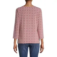 Liz Claiborne Tall Womens Keyhole Neck 3/4 Sleeve Blouse