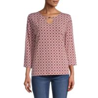 Liz Claiborne Tall Womens Keyhole Neck 3/4 Sleeve Blouse