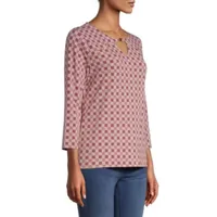 Liz Claiborne Tall Womens Keyhole Neck 3/4 Sleeve Blouse