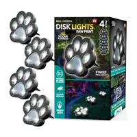 Bell + Howell Solar Powered Paw Print Disk Lights - 4 Pack