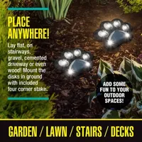 Bell + Howell Solar Powered Paw Print Disk Lights - 4 Pack