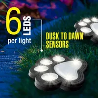 Bell + Howell Solar Powered Paw Print Disk Lights