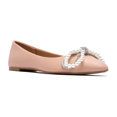 Qupid Womens Swirl-346 Pointed Toe Ballet Flats