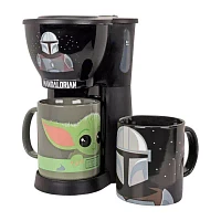 Uncanny Brands Star Wars The Mandalorian & Baby Yoda Single Cup Coffee Maker Gift Set With 2 Mugs