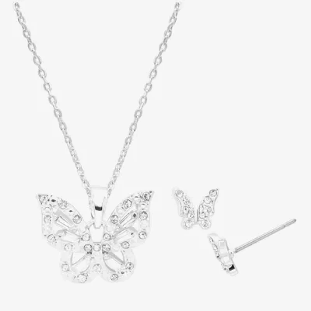 Sparkle Allure 2-pc. Cubic Zirconia Pure Silver Over Brass Butterfly Jewelry Set