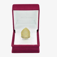 Sparkle Allure Woven Shield 14K Gold Over Brass Cocktail Ring