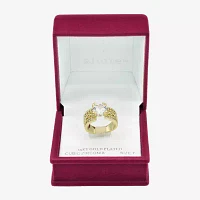 Sparkle Allure Triple Band Cubic Zirconia 14K Gold Over Brass Round Engagement Ring