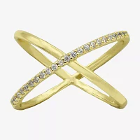 Sparkle Allure Open X Cubic Zirconia 14K Gold Over Brass Band