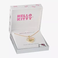 Crystal 18K Gold Over Brass 18 Inch Cable Heart Hello Kitty Pendant Necklace