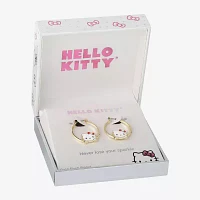 Crystal 18K Gold Over Brass 25.4mm Bow Hello Kitty Hoop Earrings