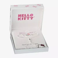 Crystal Pure Silver Over Brass 7.5 Inch Box Bow Heart Hello Kitty Bolo Bracelet