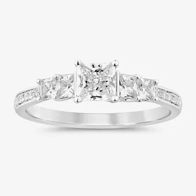 I / Si2) Womens CT. T.W. Lab Grown White Diamond 10K Gold Side Stone Engagement Ring