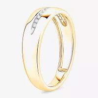 (I / Si1) 3PC Trio Set Featuring 3/8 CT. T.W. Lab Grown White Diamond 10K Two Tone Gold Round Side Stone Wedding Bridal Set