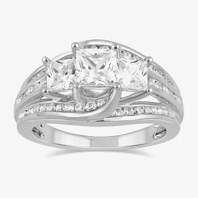 Love Lives Forever (G / I1) Womens 2 CT. T.W. Lab Grown White Diamond 10K Gold Side Stone Engagement Ring