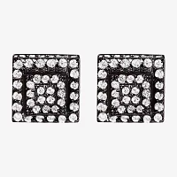 White Cubic Zirconia Stainless Steel 7.6mm Square Stud Earrings