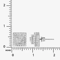 White Cubic Zirconia Stainless Steel 7.6mm Square Stud Earrings