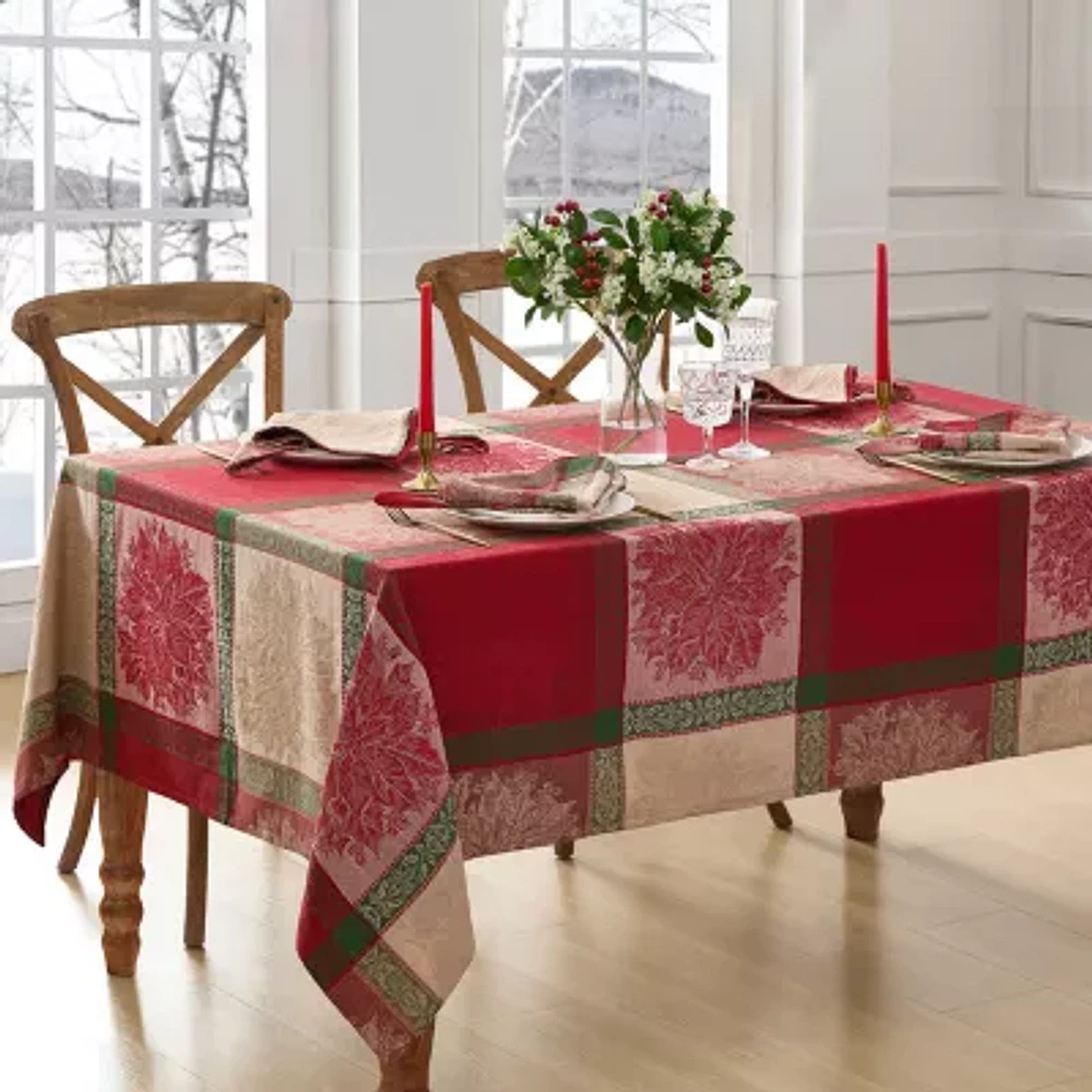 Elrene Home Fashions Prestige Poinsettia Jacquard Rectangle Tablecloths