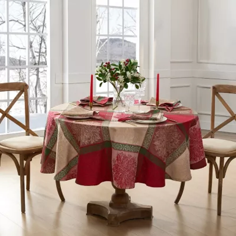 Elrene Home Fashions Prestige Poinsettia Jacquard Oval/Round Tablecloths