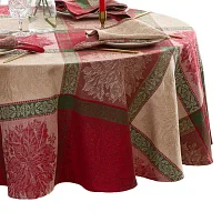 Elrene Home Fashions Prestige Poinsettia Jacquard Oval/Round Tablecloths