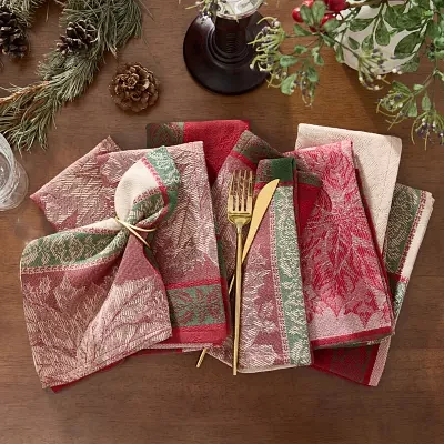 Elrene Home Fashions Prestige Poinsettia Jacquard 4-pc. Napkins