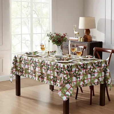 Elrene Home Fashions Pinecone Plaid Holiday Fabric Tablecloths