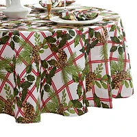 Elrene Home Fashions Pinecone Plaid Holiday 70" Round Tablecloths