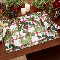 Elrene Home Fashions Pinecone Plaid Holiday Fabric 4-pc. Napkins