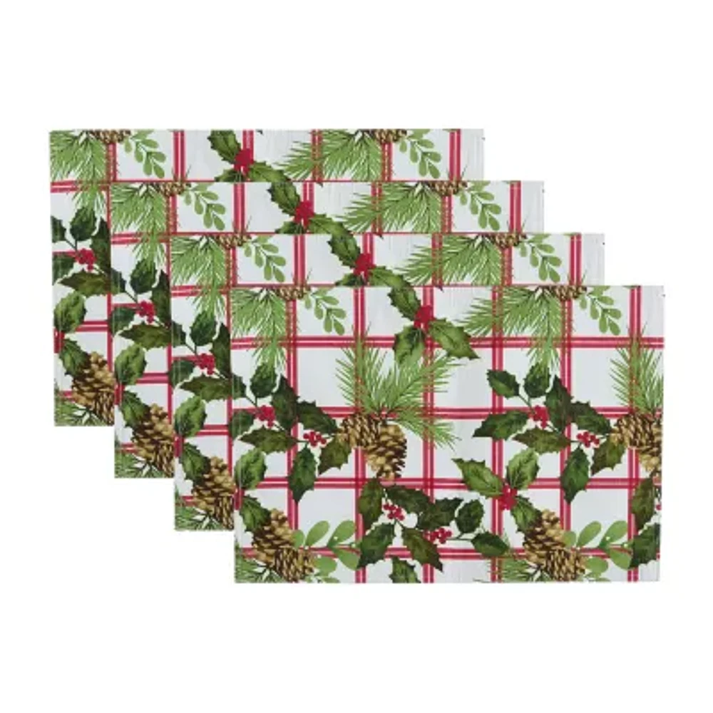 Elrene Home Fashions Pinecone Plaid Holiday Fabric 4-pc. Placemats