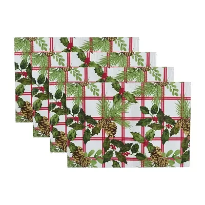 Elrene Home Fashions Pinecone Plaid Holiday Fabric 4-pc. Placemats