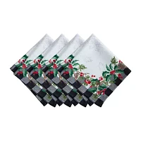 Elrene Home Fashions Holly Farmhouse Charm Holiday Fabric 4-pc. Napkins