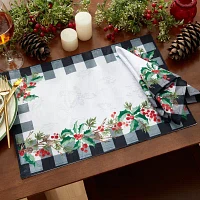 Elrene Home Fashions Holly Farmhouse Charm Holiday Fabric 4-pc. Napkins