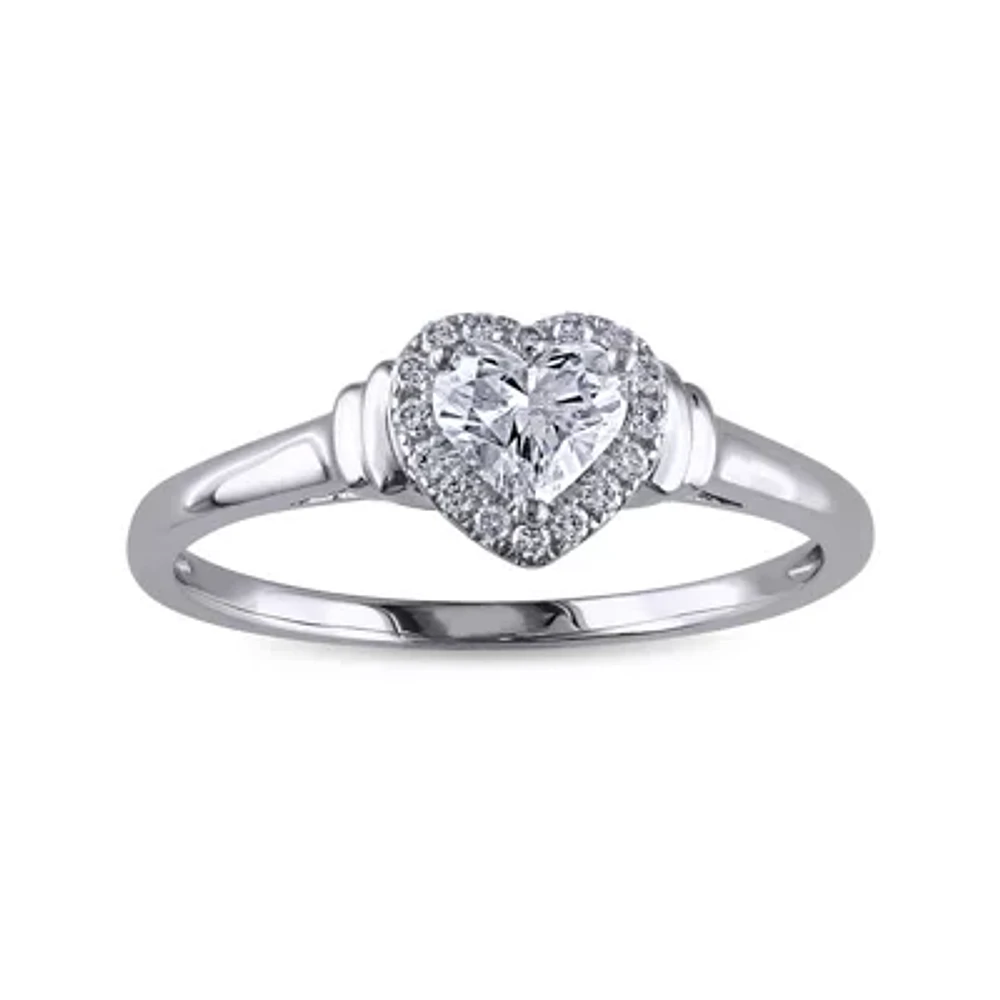 1/2 CT.T.W. Natural Diamond 14K White Gold Heart Ring