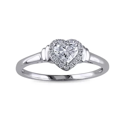 1/2 CT.T.W. Natural Diamond 14K White Gold Heart Ring