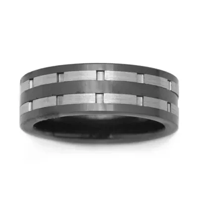 Black Ceramic & Stainless Steel Inlay Band