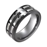 Black Ceramic & Stainless Steel Inlay Band