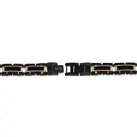 Mens Stainless Steel & Rose-Tone IP Cable Link Bracelet