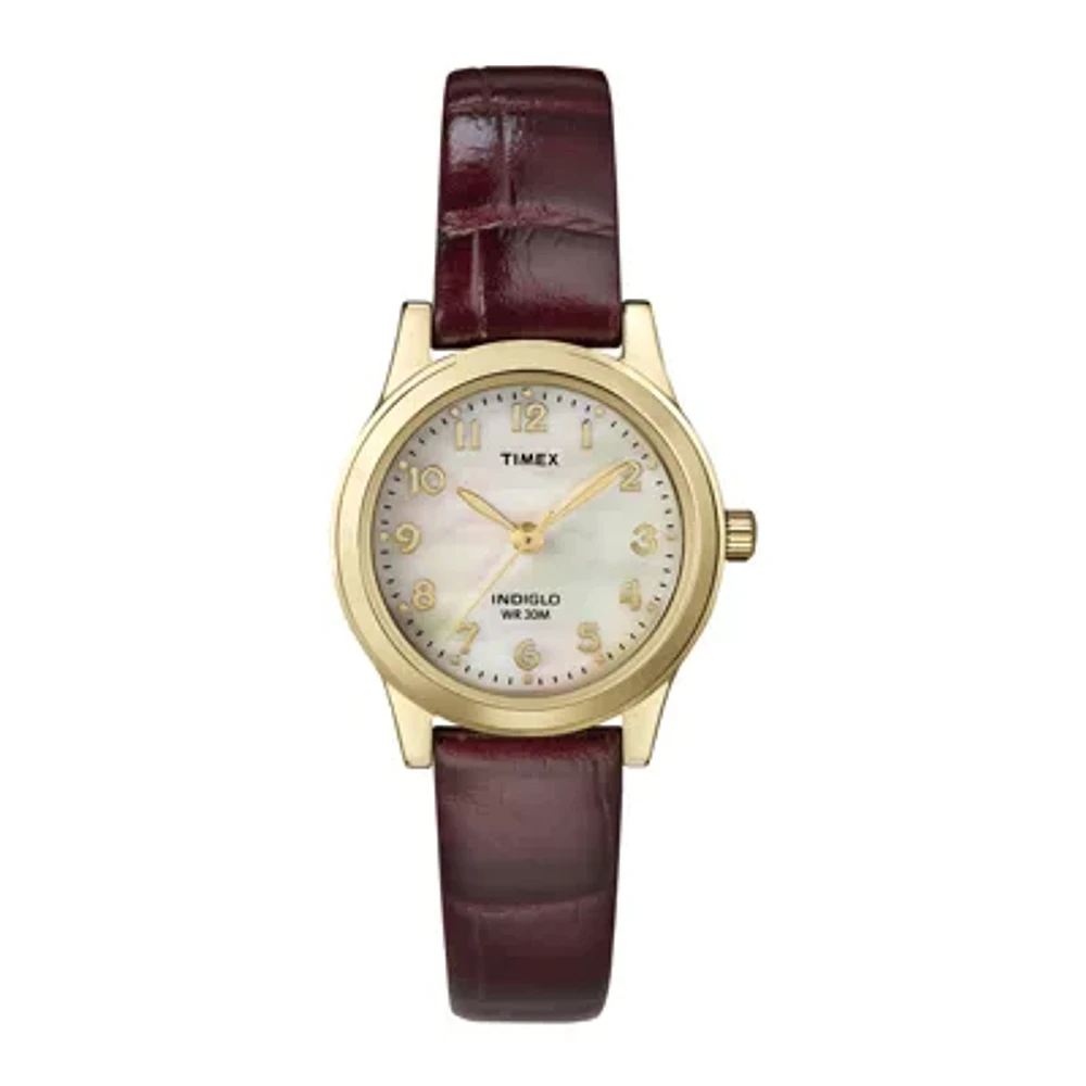 Timex® Elevated Classic Womens Brown Leather Strap Watch T216939J