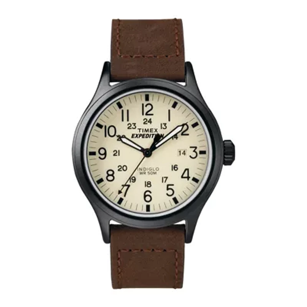 Timex® Expedition® Field Metal Elevated Mens Brown Leather Strap Watch T499639J