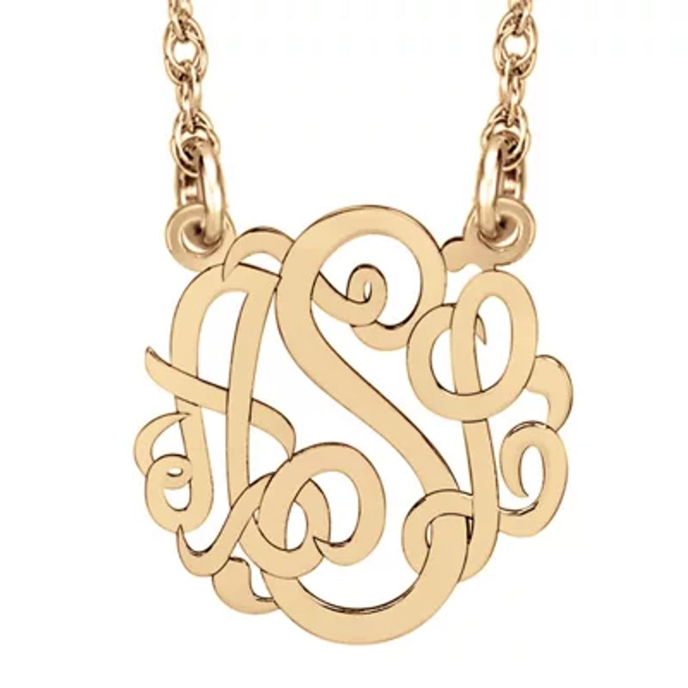 Personalized 10mm Script Monogram Initial Pendant Necklace