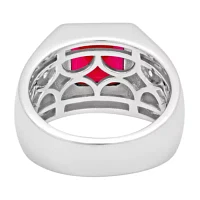 Mens Lab-Created Ruby & White Sapphire Ring