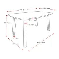 Corliving Tiffany Dining Collection Rectangular Wood-Top Dining Table