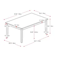 Corliving Michigan Dining Collection Rectangular Wood-Top Dining Table