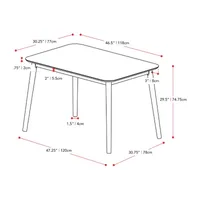 Corliving Alpine Dining Collection Rectangular Wood-Top Dining Table