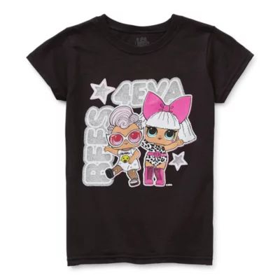 Little & Big Girls Crew Neck Short Sleeve LOL Graphic T-Shirt