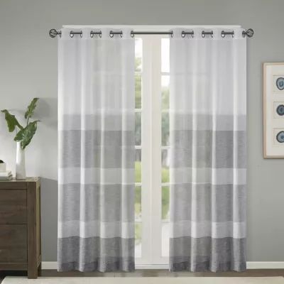 Madison Park Jasper Sheer Grommet Top Single Curtain Panel