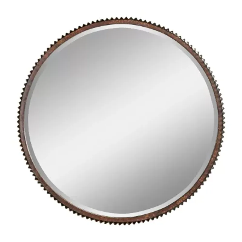 Aspire Home Accents Round Gold 23" Geometric Sunburst Beveled Wall Mirror