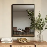 Gray Bali Modern Wall Mount Rectangular Wall Mirror